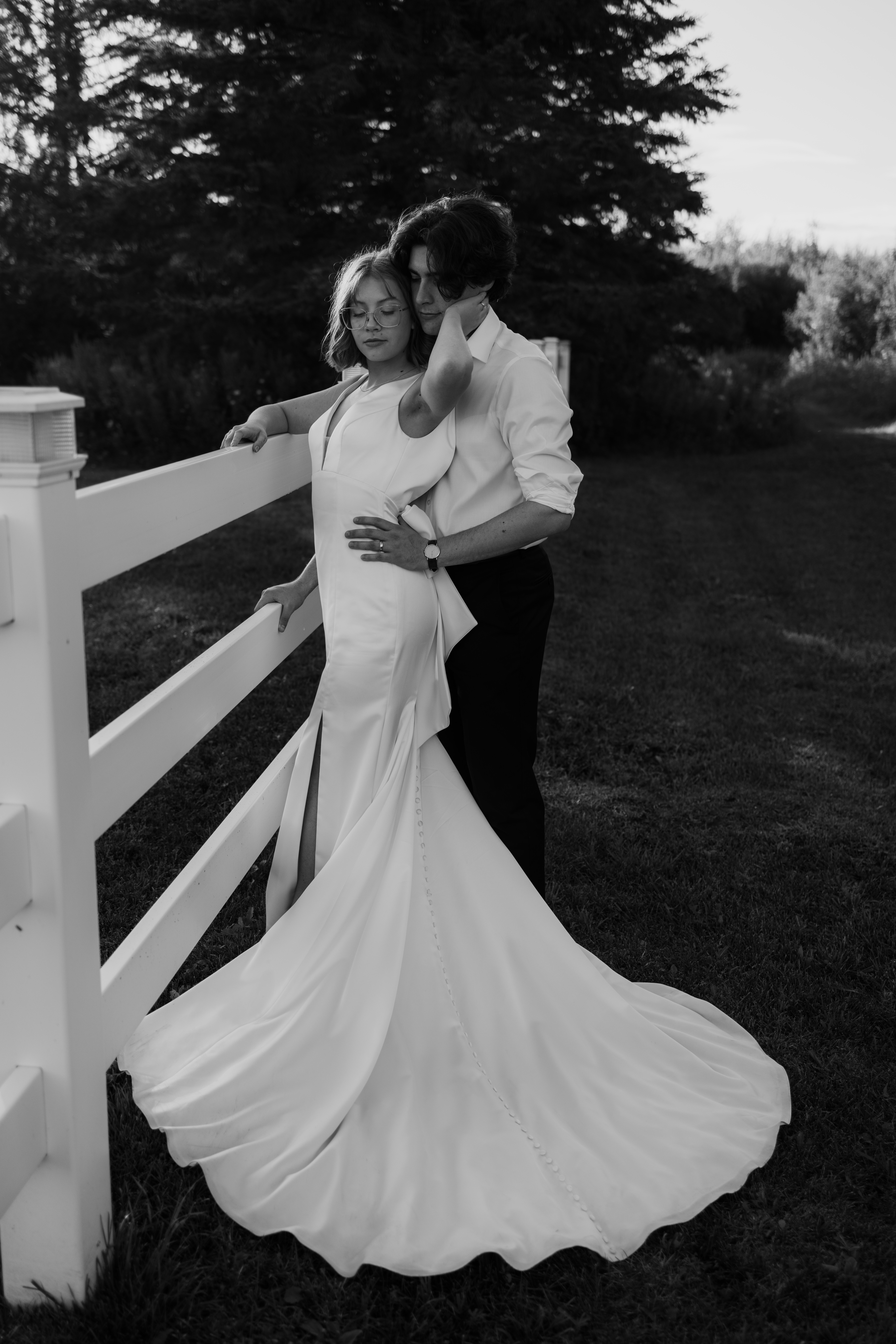 stunning couple shares editorial pose during golden hour 