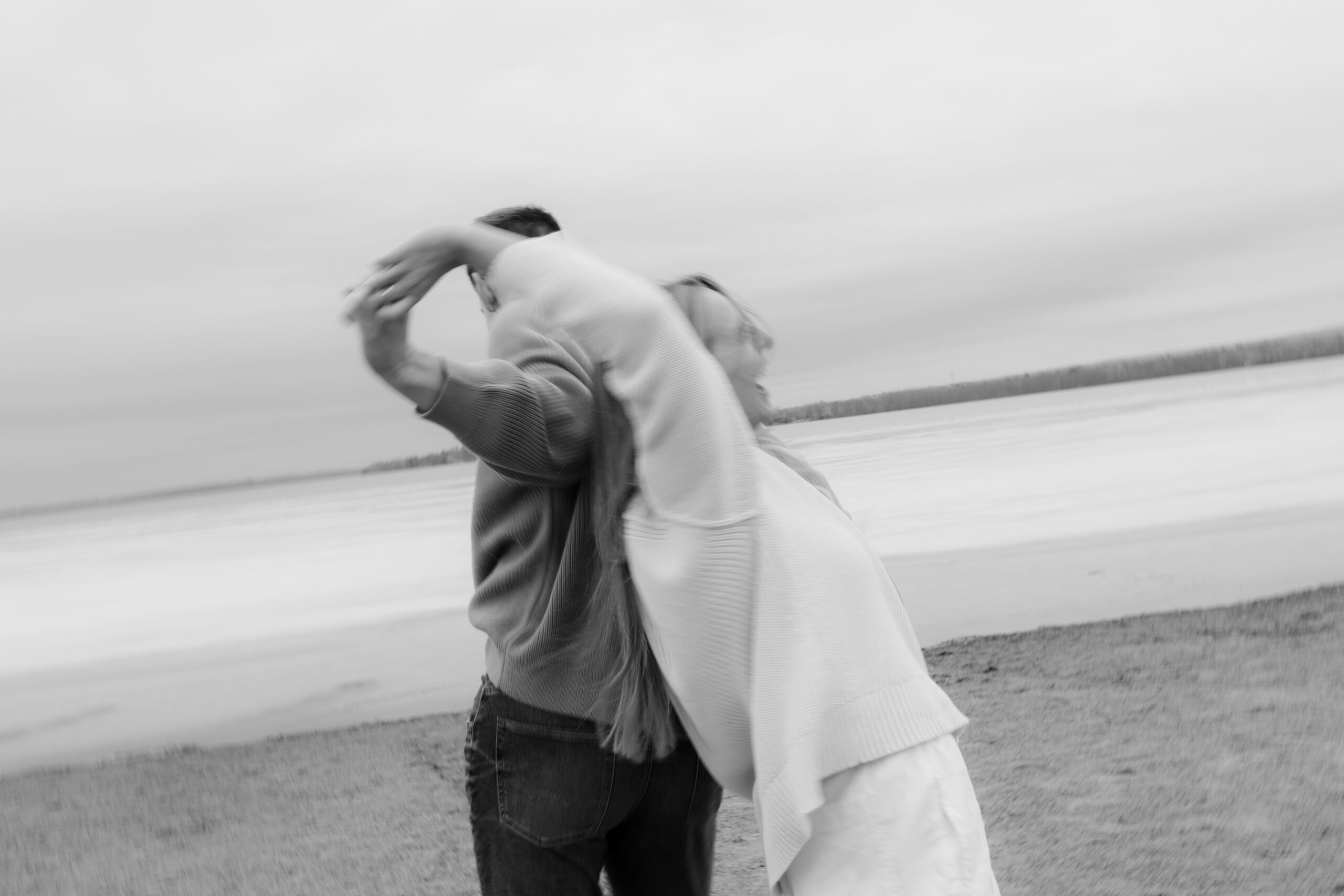 blurry candid moment on the beach